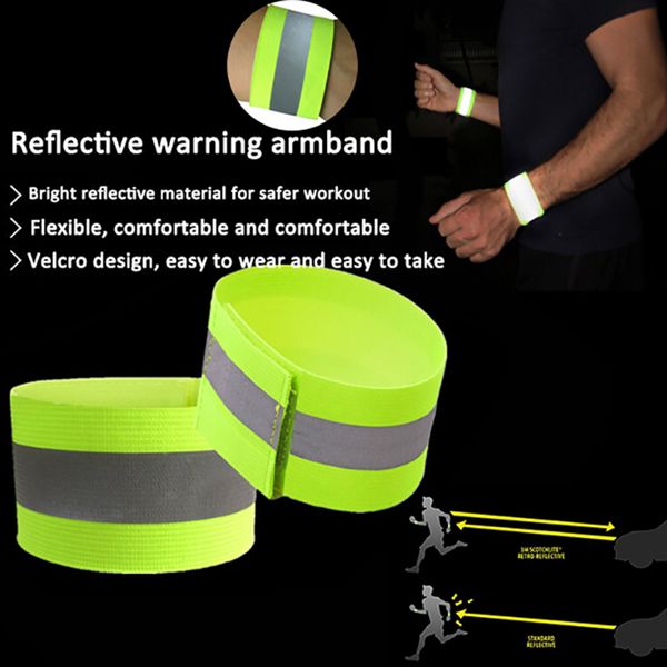 

1pcs new arm warmer belt bike armband safety sports reflective belt strap snap wrap arm band armband, Black;gray