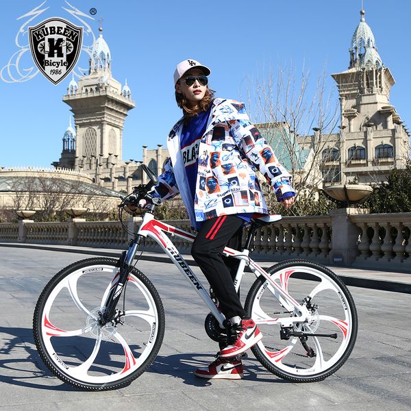 

26 inch bike teel 6 knife wheel 21 peed aluminum frame mountain bike kateboard pedal oil pring hock ab orber double di c