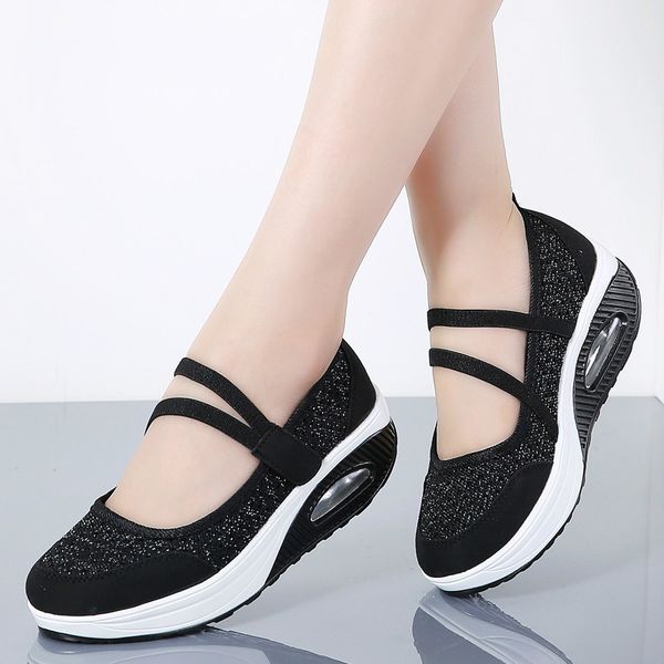 

2019 summer women flat platform shoes woman breathable mesh casual shoes moccasin zapatos mujer ladies boat, Black