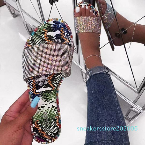 

women flat slippers transparent jelly shoes summer luxury crystal open toe ladies slides platform beach sandals flip flops s06, Black