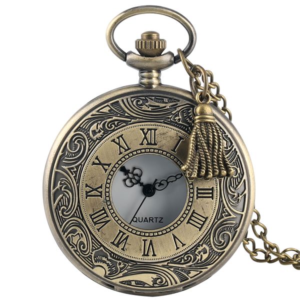 

antique bronze pocket watches for women special alloy necklace chain trendy quartz pendant watch for male accessory zakhorloge, Slivery;golden