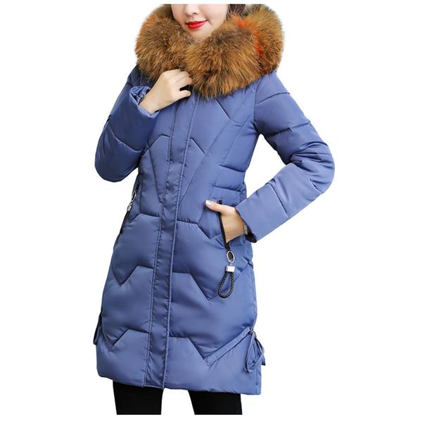 

winter jacket women 2019 female coat hooded slim outwear woman long-sleeved parka faux fur cotton padded abrigos mujer invierno, Black