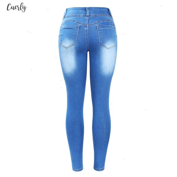 

knee length new arrived plus size faded jeans for women stretchy push up denim skinny pants trousers drop shipping, Blue