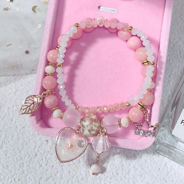 

fashion-jewelry designer bracelets sweet pink crystal beaded bracelets for women girl elastic string fashion of shipping, Black