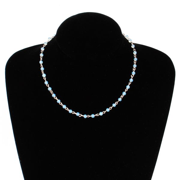 

4colors simple elegant opal black white crystal necklace handmade beads choker necklace women jewelry dropshipping, Golden;silver