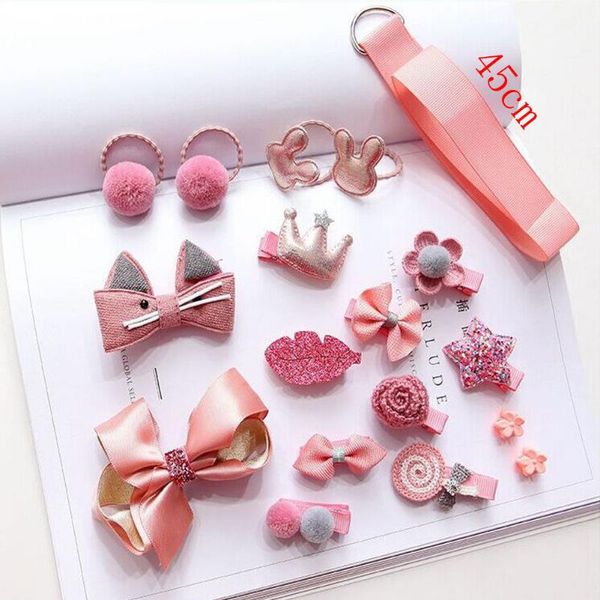 

new fashion 18pcs kids toddler hairpin baby girls cartoon animal princess moti hair clip set, Black
