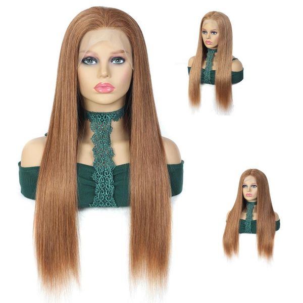 

ombre 27 13x4 lace front human hair wigs straight remy pre plucked lace front brazilian 27 straight wigs for women, Black;brown