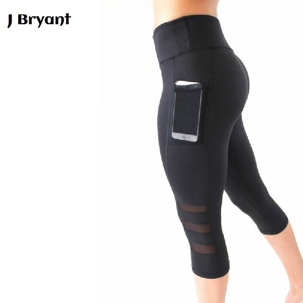 

yoga leggings capri pant leggins sport women fitness yoga pants gym legging women black mesh 3/4 pants, White;red