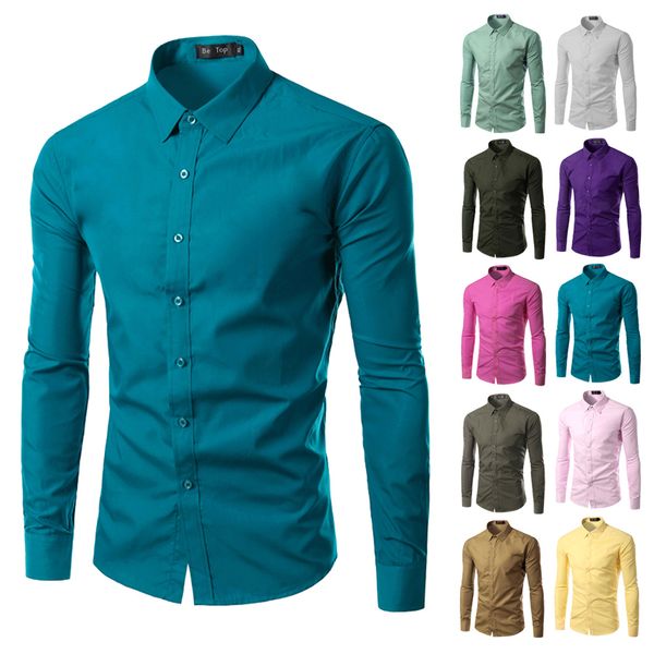 

fashion brand mens shirt long sleeve camisa masculina men's clothing casual dress shirts solid color work wear 6492 plus size, White;black