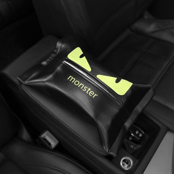 

leather tissue box car creative personality cartoon car hanging paper towel bag dual-use tissue box cover