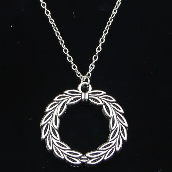 

20pcs new fashion necklace 34mm olive branch laurel wreath silver pendants short long women men colar gift jewelry choker