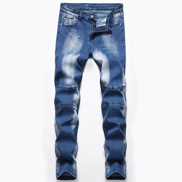 

mens new arrival solid black blue jeans plus size jeans slim fit male biker club denim pants