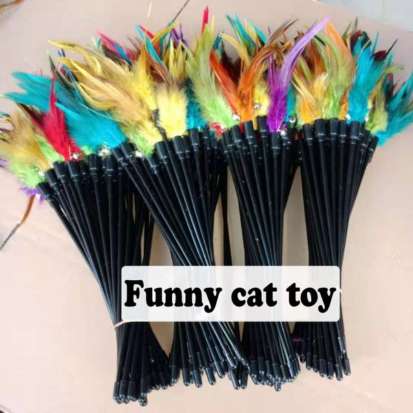 

bell feathers pet tease cat and stick color interactive teasing cat toys fishes deity to amuse the cat pole