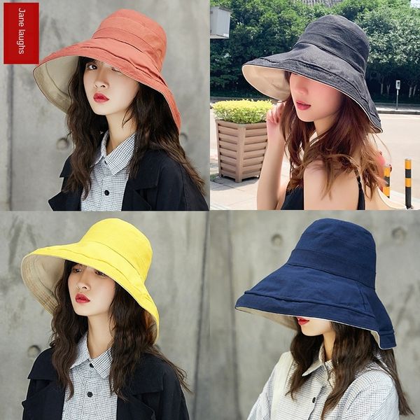

fisherman women's literary and artistic face hipster sun chic large bucket bucket hat eaves cloth hat, Blue;gray