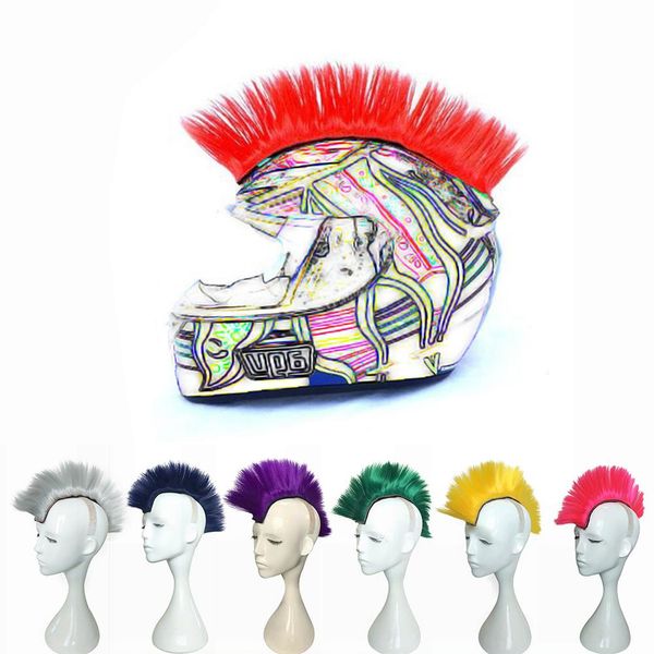 

colorful cockscomb modeling wig halloween motorcycle helmet wig fiber mohawk style helmet hair