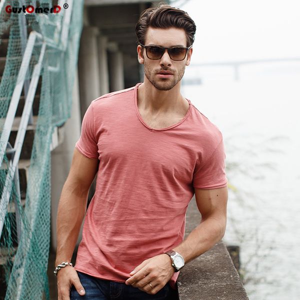 

t shirt men's v-neck slim fit pure cotton t-shirt fashion short sleeve t shirt men's casual tshirt m-xxl, White;black