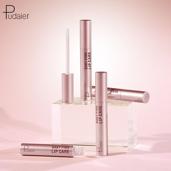 

pudaier baby pink moisturizing lip balm waterproof long lasting lighten lip lines shimmer lipgloss base