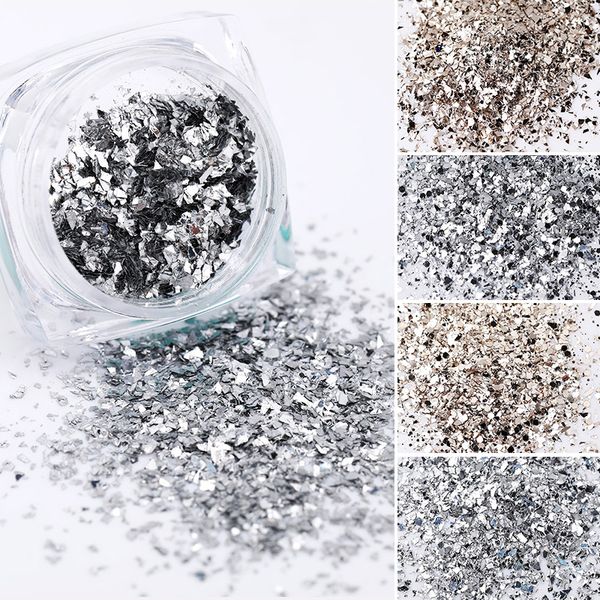 

nail glitter 1 box mix sizes sliver sequins art powder colorful dust for uv gel polish nails pigment decoration diy design, Silver;gold