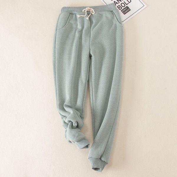 

winter lambskin thicker elastic waist pants loose large size black pink cotton harem pants women casual warm trousers, Black;white