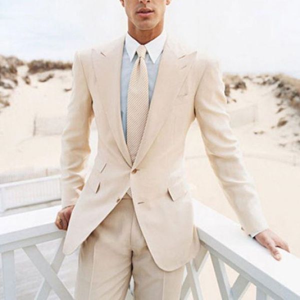 2019 Beige Beach Wedding Beach Party Suit Set Men S Wedding Dress Casual Wear Men S Business Set Jacket Tie Pants From Molanhua 95 02