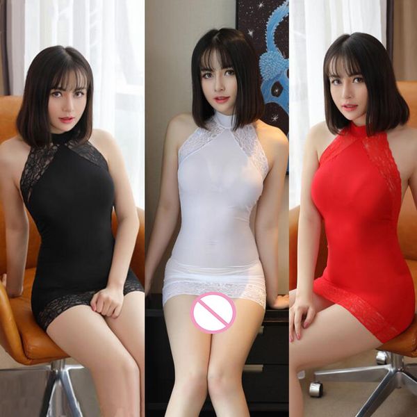 

кружевное нижнее белье без спинки с супер короткой матовой пижамой, Black;red