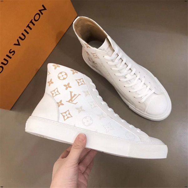 

21fw men vulcanize shoes spring autumn 2019 lace-up high white fashion flats shoes youth students shoes sneakers chaussures homme, Black