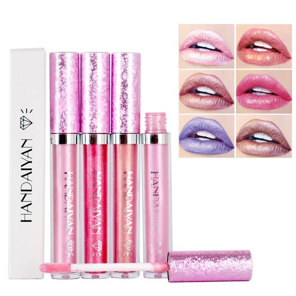 HANDAIYAN Diamond Shining Ryukin Pearly-Glanz Long Lasting Lipsticks 6 Colors Shimmer no Stick Cup Lipgloss RRA1849