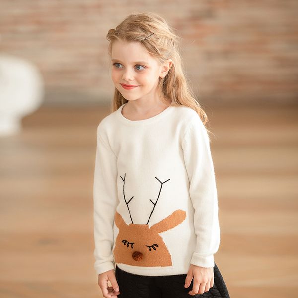 

autumn and winter new children's sweaters deer round neck korean style long sleeve cotton version of the pullover sweater girls, Blue