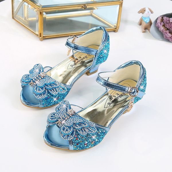 

девушки золушка принцесса сандалии женщин кристалл бабочка peep toe высокий каблук танцы pearl pumps дети свадебные блестки обувь, Black;red