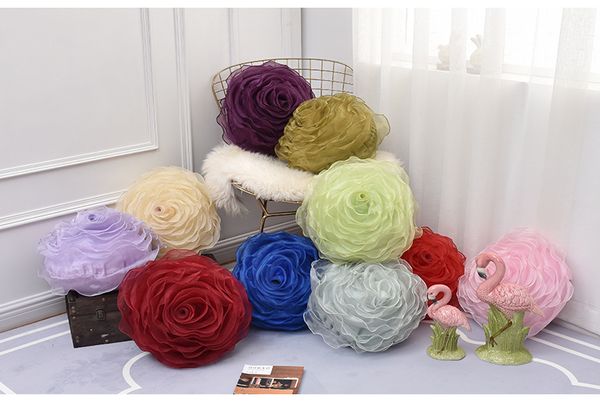 

new home decorative 3d pillow for sofa married with creative couple gift pp cotton filling three-dimensional roses soft cushion
