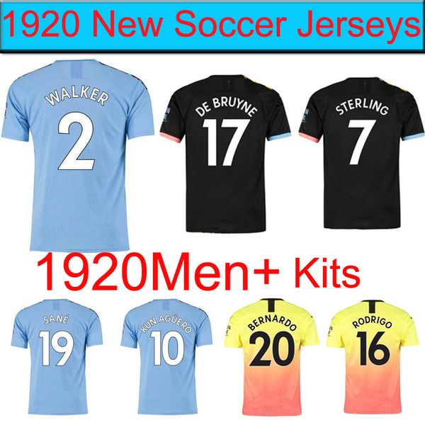 

tai 19 20 city soccer jersey 2019 2020 g. jesus mahrez de bruyne kun aguero football shirt mendy man uniforms away manchester men + kids kit, Black;yellow