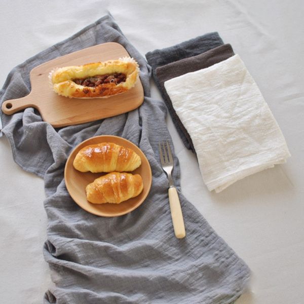 

solid japanese style table mat napkin cotton linen dessert table napkins towels kitchen dishcloth placemats 45*65cm