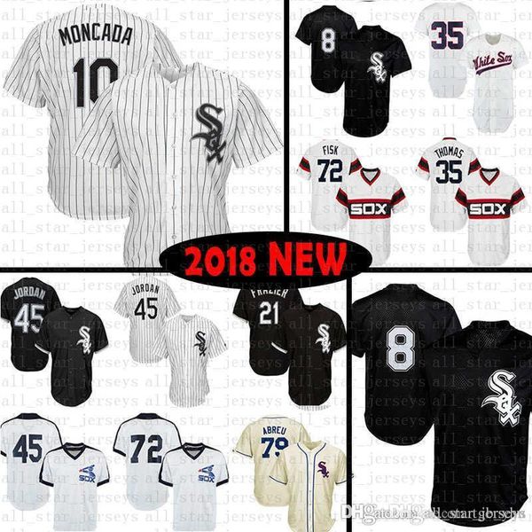 

Black White Baseball Jersey Sox 8 Bo Jackson 21 Todd Frazier 45 Michael Chicago 72 Carlton Fisk 10 Yoan Moncada 35 Frank Thomas 79 Jose Abre