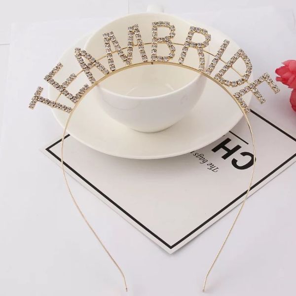 

ladies alphabet alloy hair hoop rhinestones words fashion wedding headband gold and silver wholesale