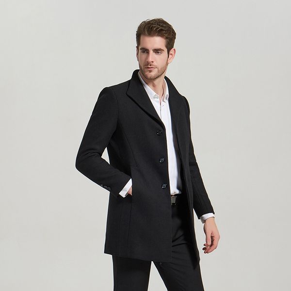 

wool coat men's long slim wool coat casual men's windbreaker woolen black mens coats and jackets coats for
