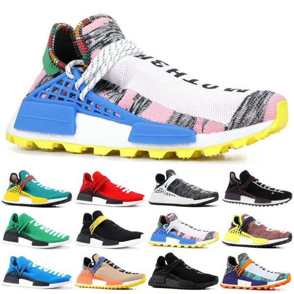 

With Box Human Race Mens Running Shoes Pharrell Williams Designer Yellow Sun Grow Oreo Core Black Sport Sneakers Women Trainers 36-46
