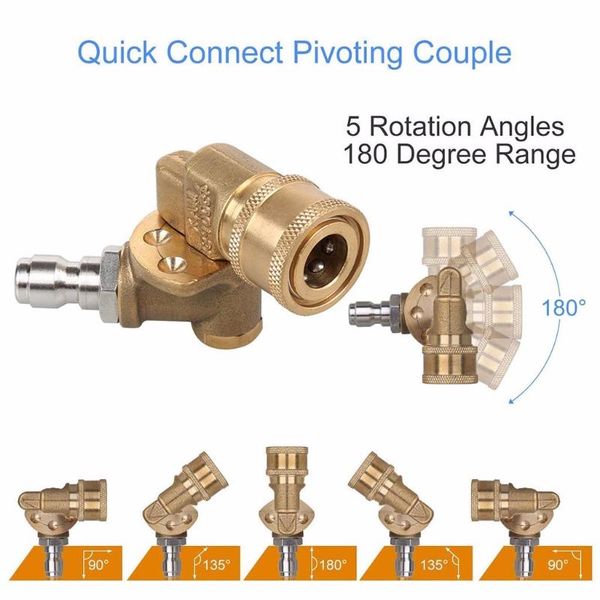 

1/4 inch quick connecting pivoting coupler 180 degree pressure washer spray nozzle