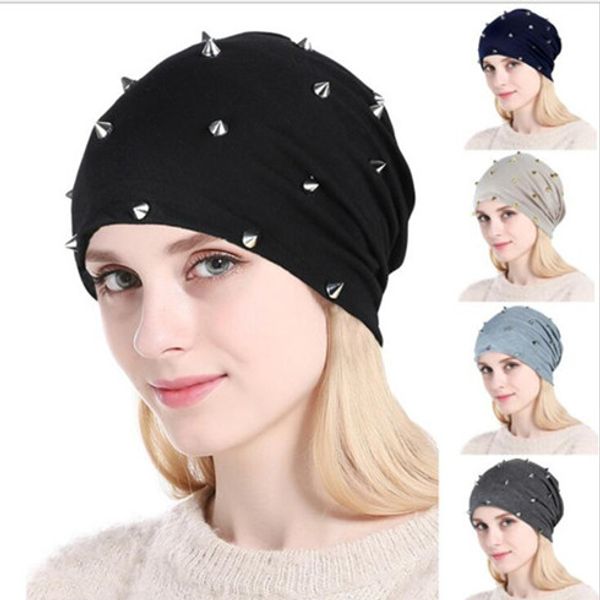 

повелительница rivet hat пары осень зима punk rivet beanie winter color hip hop теплые шапки wy377q-1, Blue;gray