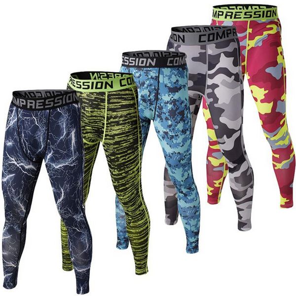 

mens compression pants 2016 new fitness tights men bodybuilding pants trousers camouflage joggers, Black