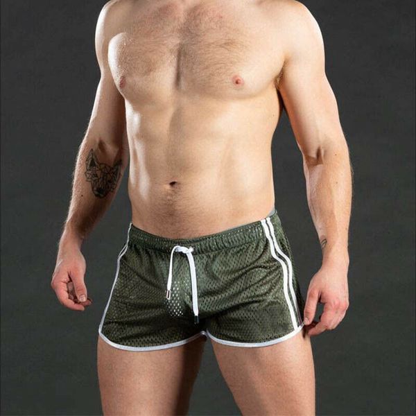 

new men summer breathable mesh sport shorts fashion side striped casual stretchy gym joggers shorts for male running trousers, White;black