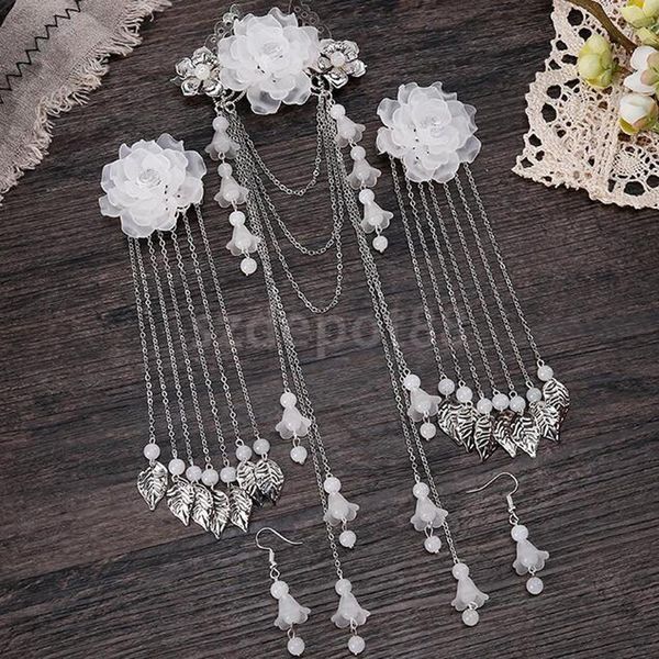 

chinese women earrings and hair clips step shake alloy tassel hair accessories