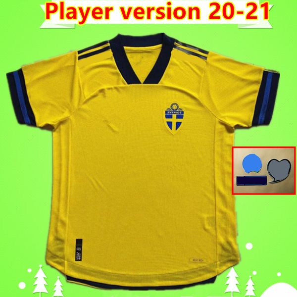 

player version sweden soccer jerseys 2020 2021 yellow home forsberg berg larsson ekdal football shirts 20 21 quaison isak olsson, Black;yellow
