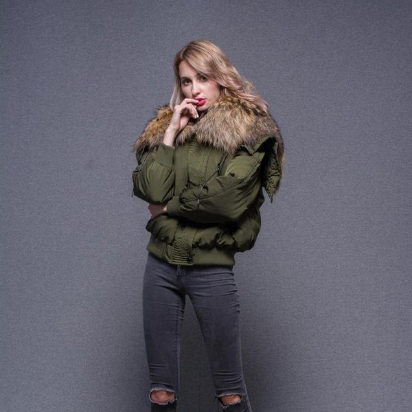 

down coat women short down coat with big fur collar winter fashion warm, Black