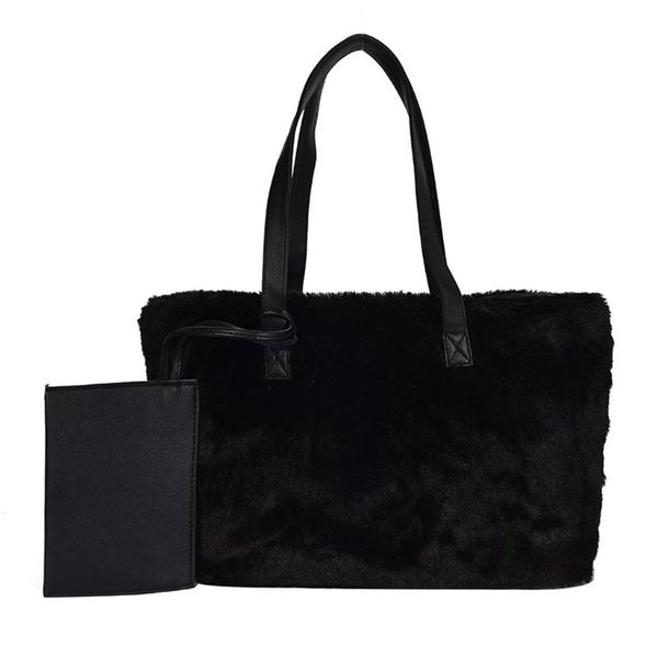 

new plush women's handbag european fashion fur big bag ladies one shoulder bag large capacity tote for women 2020 sac