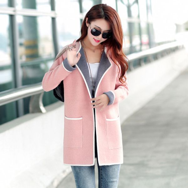 

2019 autumn and winter new women's cardigan women's wild long sweater sweater fashion coat female tide rq207, White