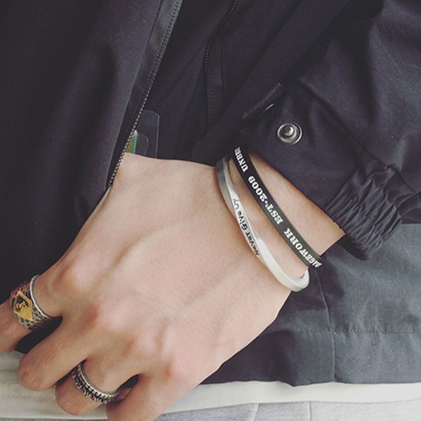 

мужской браслет серебро из нержавеющей стали шарма браслет ретро регулируемые подарки open steampunk для мужчин аксессуары, Black