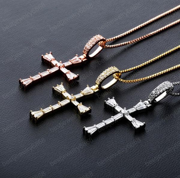 Venda Quente Novo Estilo Zircão Personalizado Cross Pingente Grande Personalidade Pingente Na moda Colar Masculino Gold Silver Jewelry