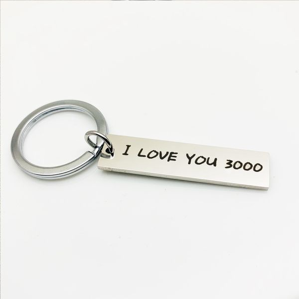

i love you 3000 keychain stainless steel 30mm keyring accessories engraved pendant for lovers gifts fashion jewelry dropshipping, Silver