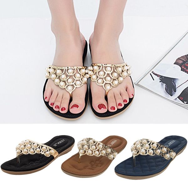 

bling crystal woman beach flip flops summer sandals slip- resistant slippers platform bath beach slope flops slippers shoes#3, Black