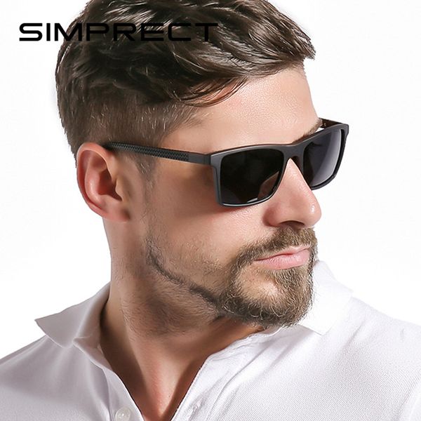 

simprect tr90 polarized sunglasses men 2019 uv400 driver's square sunglasses retro sun glasses for men vintage anti-glare oculos, White;black
